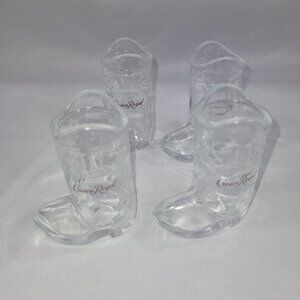 Crown Royal Whiskey Cowboy Boot Shot Glass Set 4 Glasses